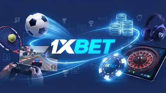 1 × رهان 1 شريط عرض الصفحة الرئيسية لشركة 1xBet الذي يضم عروض المراهنات الرياضية والكازينو